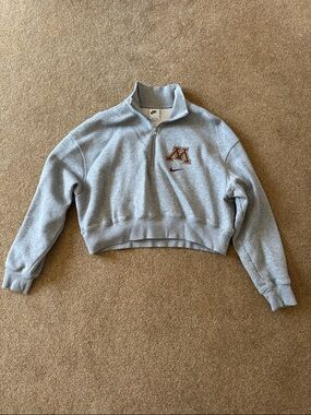 Nike Phoenix Grey Cropped Minnesota Gophers Quarter-Zip Sweatshirt